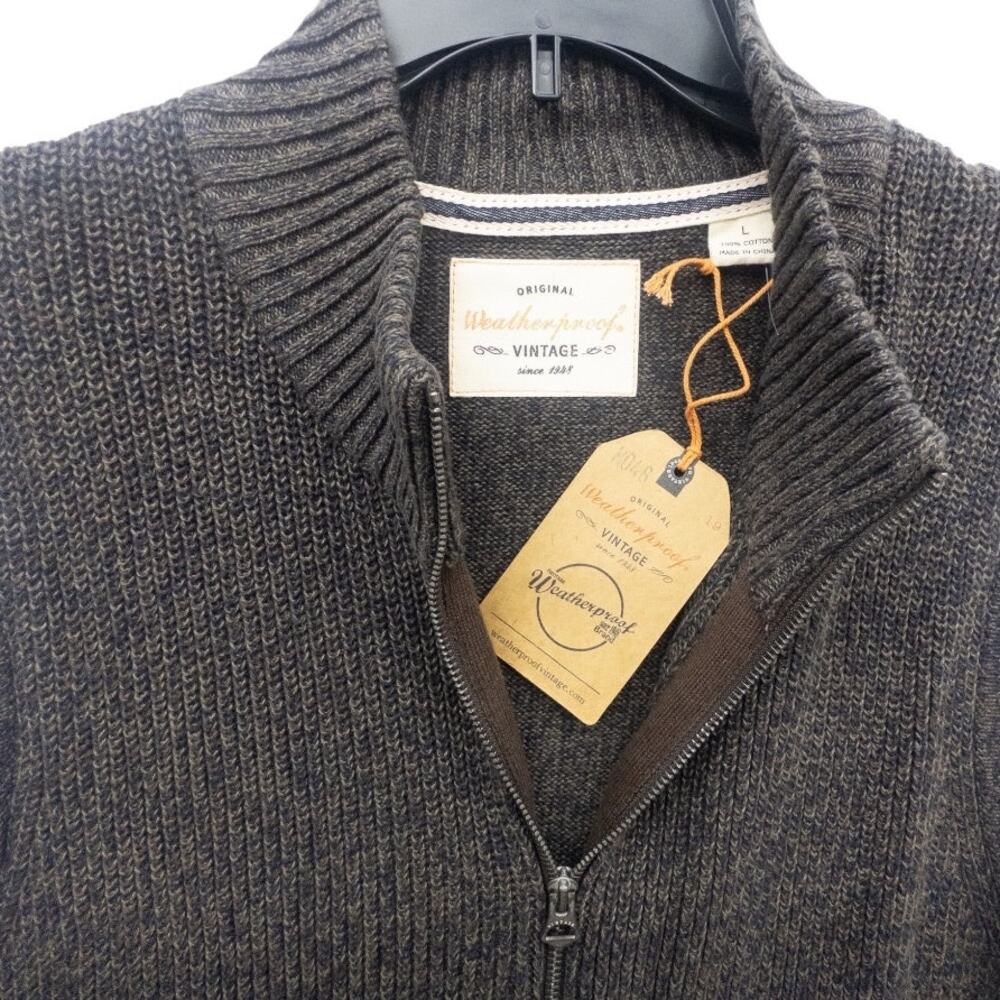 Weatherproof Vintage Cotton Zip Up Sweater Vest Men's Large Brown